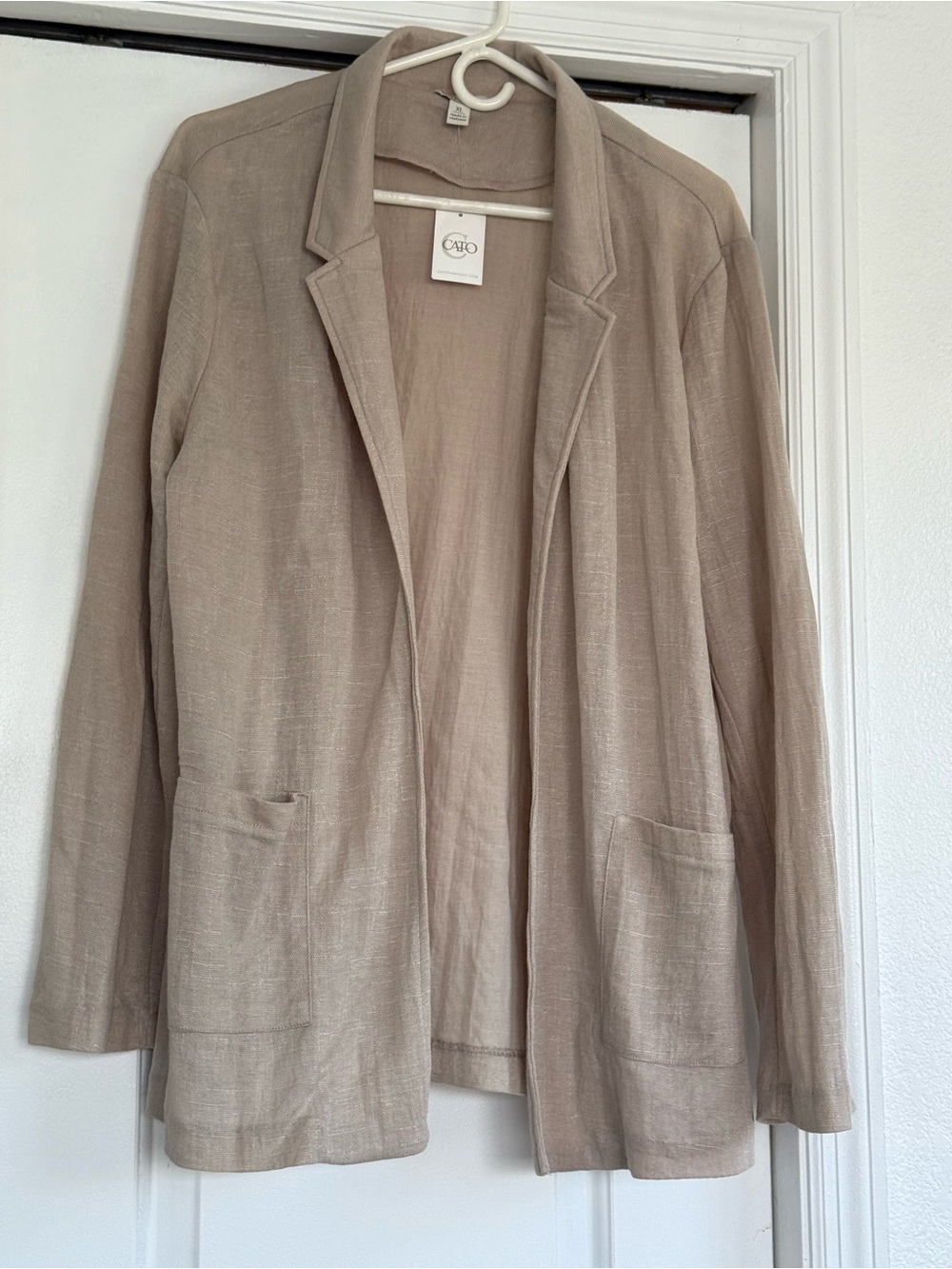 Cato Open-Front Blazer Jacket in Taupe